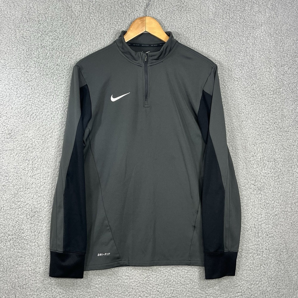 Nike Shirt Mens Small Gray Black Long Sleeve 1/4 Zip Activewear